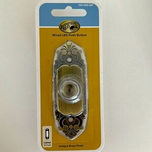 #114 NWT-Wires Led Push Button Antique Brass Finish